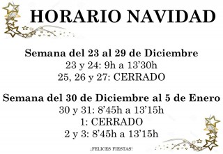 Horario Navidad 2019.