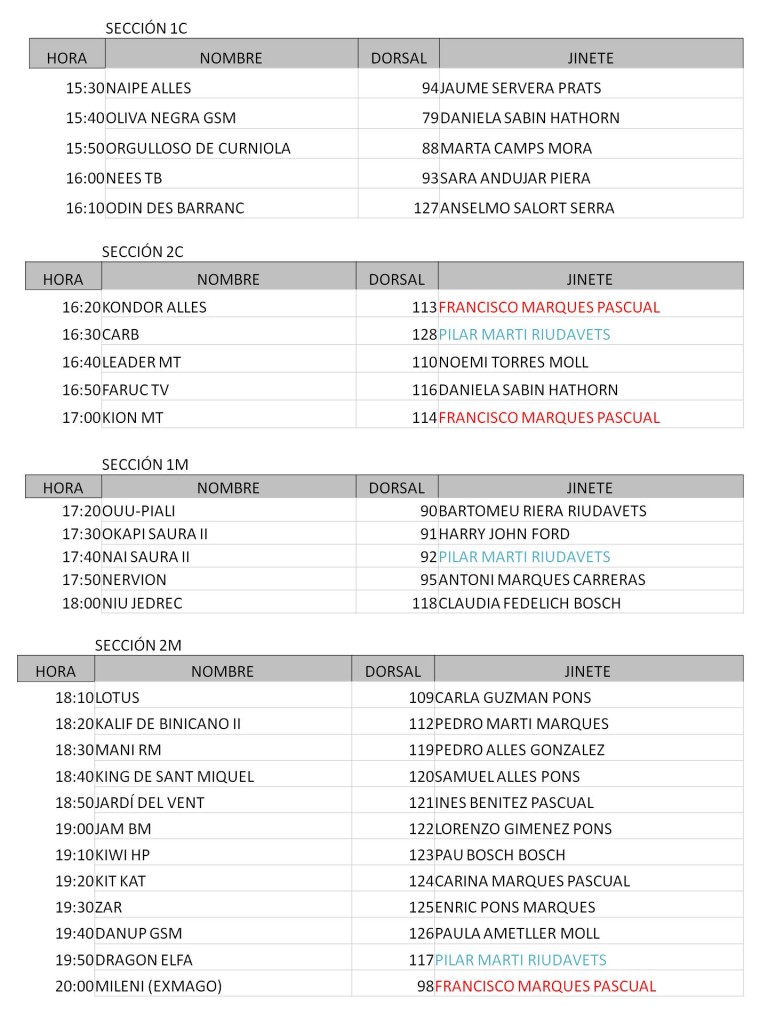 Horario funcionalidad